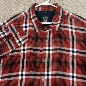 ATG Wrangler Mens XL Red Plaid‎ Flannel Shacket Shirt All Terrain Gear Lined